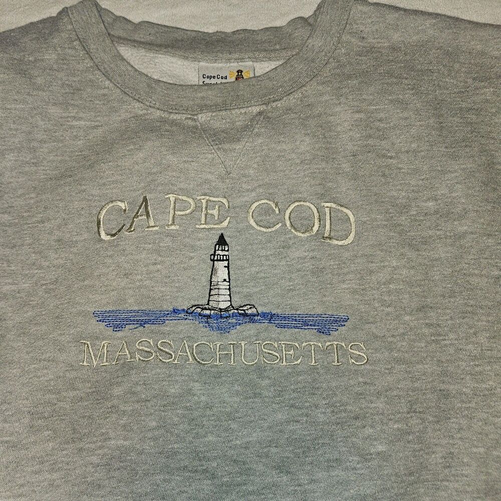 Vintage Cape Cod Crewneck Sweatshirt Embroidered Lighthouse Pullover Mens Large - Picture 2 of 8